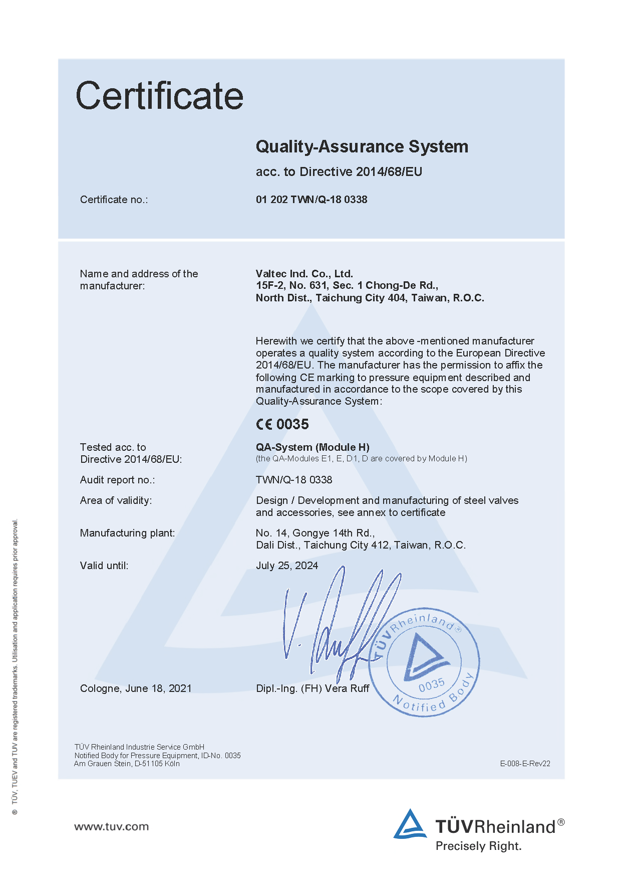 Global Certifications | Valtec - Quality Accreditations